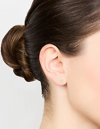 Gold Plated Sterling Silver 1/4 Carat Cubic Zirconia Flat Back Stud Earrings