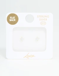 Gold Plated Sterling Silver 1/4 Carat Cubic Zirconia Flat Back Stud Earrings