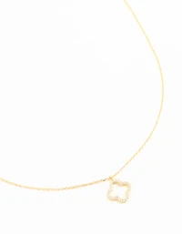 Gold Plated Sterling Silver Cubic Zirconia Flower Pendant Necklace