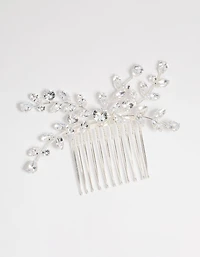 Silver Diamante Leaf Hair Comb