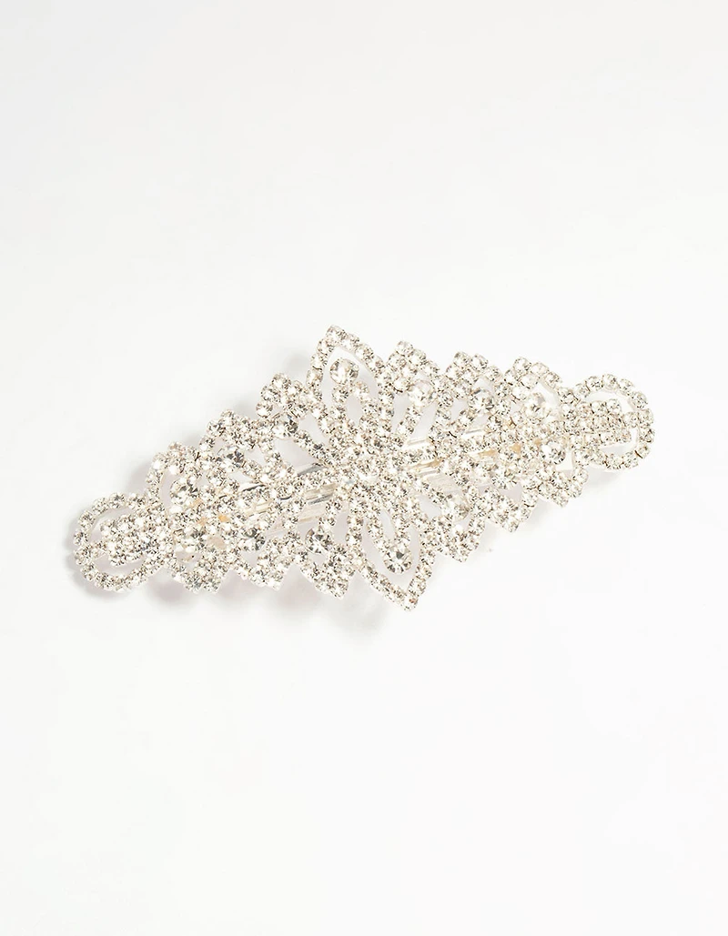 Silver Diamante Ornate Hair Clip