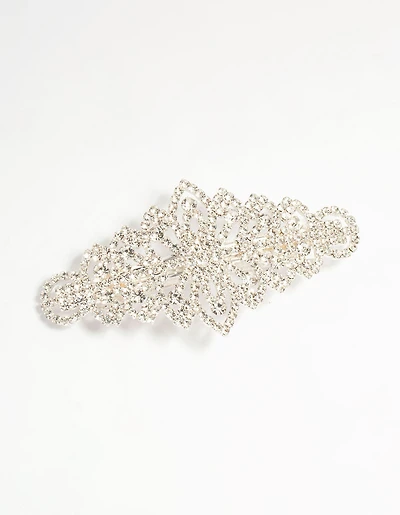 Silver Diamante Ornate Hair Clip