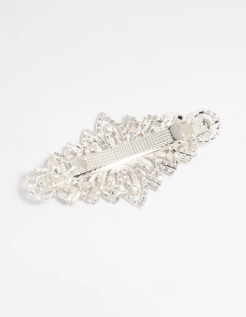 Silver Diamante Ornate Hair Clip
