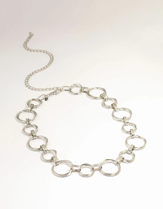 Silver Mixed Circle Link Belt