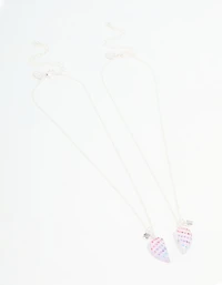Kids Silver Ombre Diamante Heart BFF Pendant Necklace Set