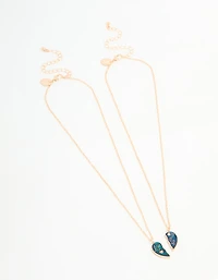 Kids Gold Big & Lil Sis Mood Pendant Necklace Set