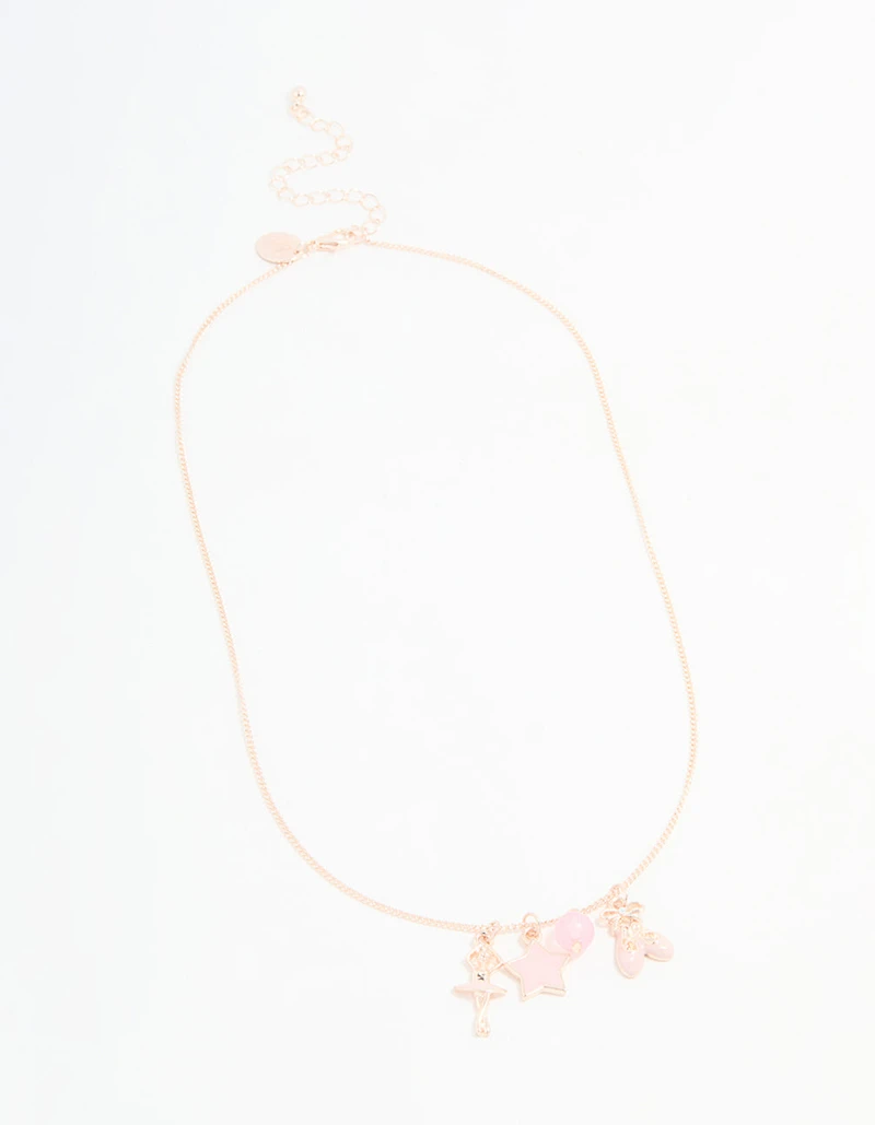 Kids Rose Gold Ballet Charm Pendant Necklace