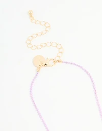 Kids Multicoloured Coted Metal Tassel Broken Heart BFF Necklace Set