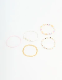 Kids Beaded Heart & Mixed Stretch Bracelets 5-Pack
