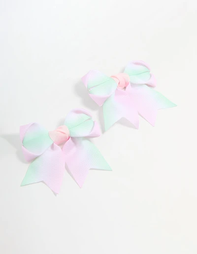 Kids Pastel Fabric Classic Bow Clips 2-Pack