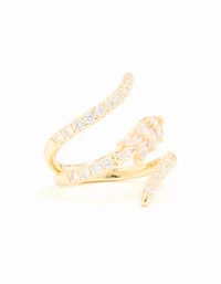 Gold Plated Cubic Zirconia Open Wrap Ring