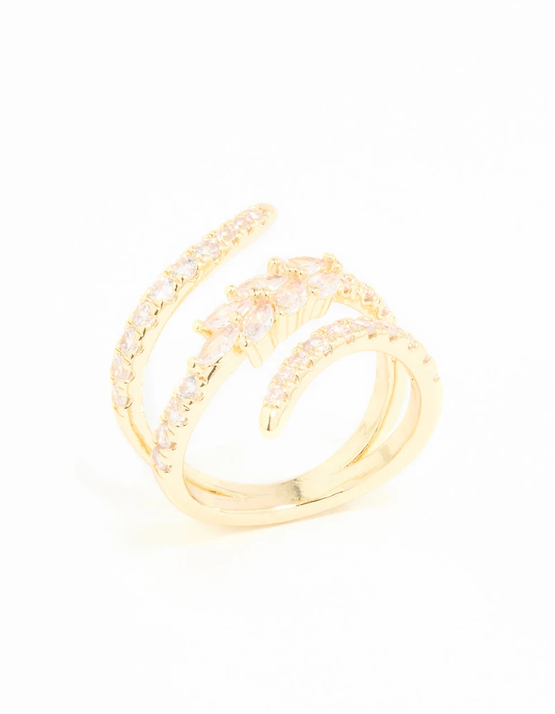 Gold Plated Cubic Zirconia Open Wrap Ring