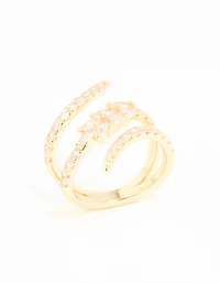 Gold Plated Cubic Zirconia Open Wrap Ring