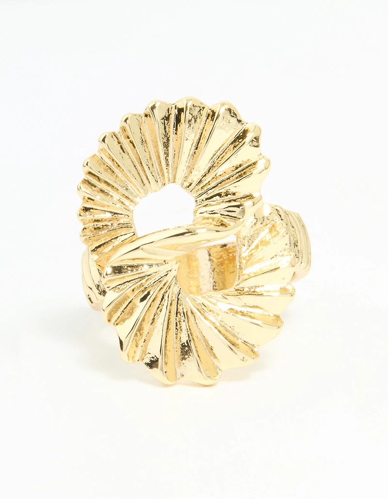 Gold Plated Textured Twist Ring