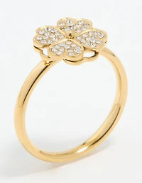 Waterproof Gold Plated Stainless Steel Lucky Clover Ring