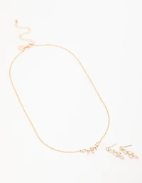 Gold Olive Branch Necklace & Earrings Set