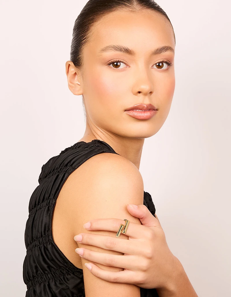 Gold Plated Block Ring