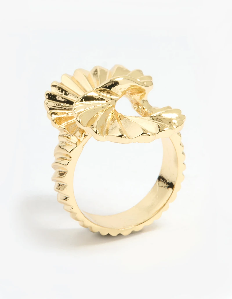 Anneau torsadé texturé plaqué or