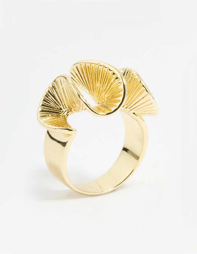 Gold Plated Wavy Fan Ring