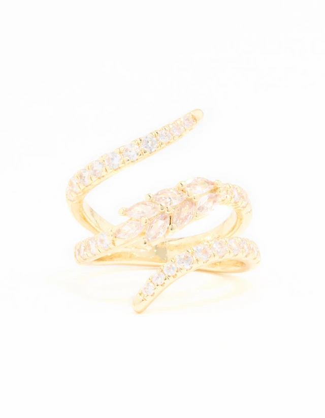 Gold Plated Cubic Zirconia Open Wrap Ring