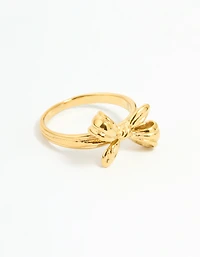 Waterproof Gold Plated Stainless Steel Dainty Bow Ring