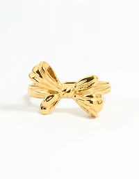 Waterproof Gold Plated Stainless Steel Dainty Bow Ring