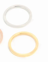 Waterproof Mixed Plated Stainless Steel Stacking Rings 3-Pack