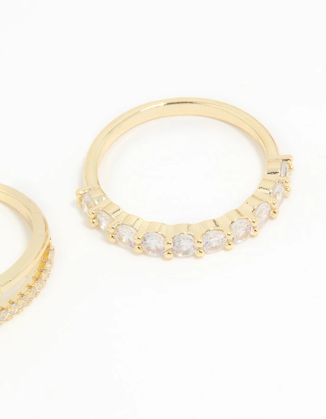 Lovisa Gold Plated Embellished Cubic Zirconia Green Stone Rings