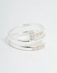 Silver Plated Cubic Zirconia Nail Wrap Ring