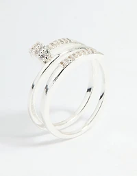 Silver Plated Cubic Zirconia Nail Wrap Ring