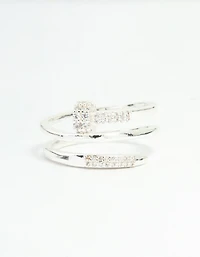 Silver Plated Cubic Zirconia Nail Wrap Ring