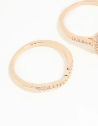 Gold Cubic Zirconia Round & Pointed Rings 3-Pack