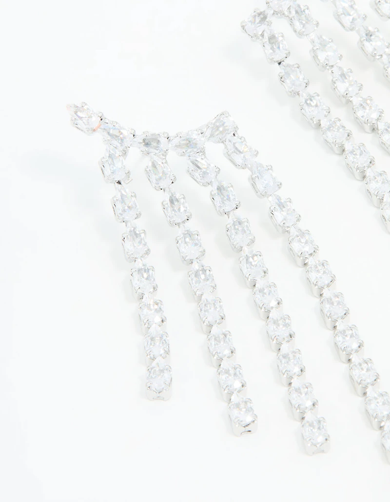 Boucles d’oreilles longues en poire en zircone cubique en argent