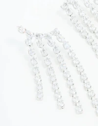 Boucles d’oreilles longues en poire en zircone cubique en argent
