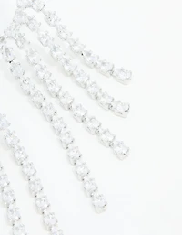 Boucles d’oreilles longues en poire en zircone cubique en argent
