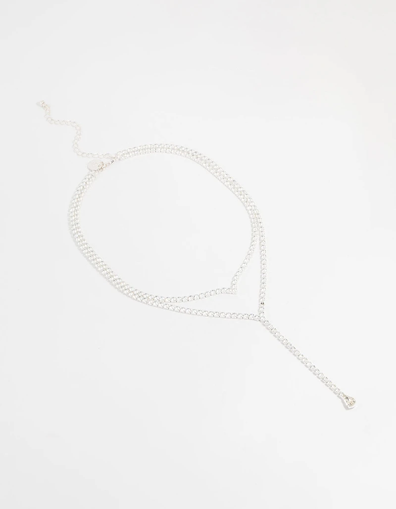 Silver Cubic Zirconia V Necklace