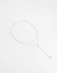 Silver Cubic Zirconia V Necklace