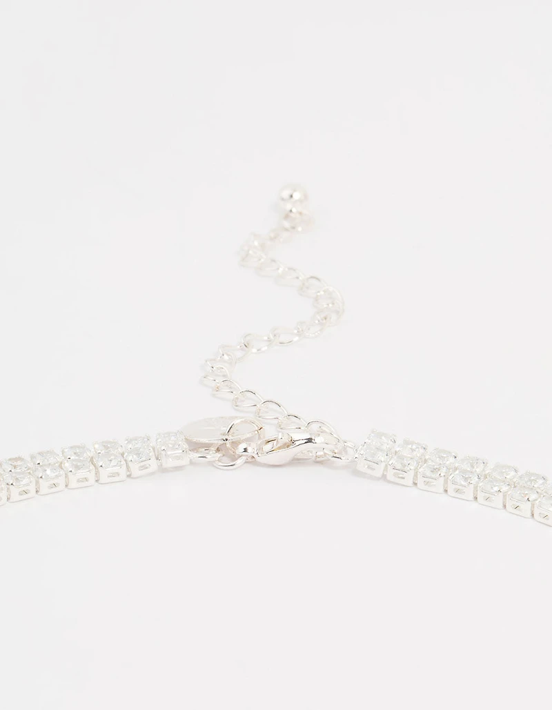 Silver Cubic Zirconia V Necklace