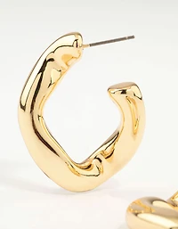 Gold Plated Twisted Wave Hoop Earrings
