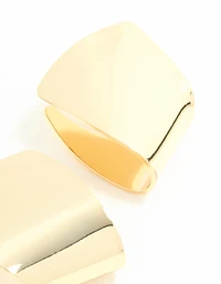 Gold Plated Smooth Folded Stud Earrings