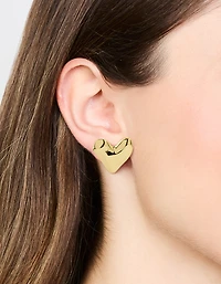Gold Plated Organic Heart Stud Earrings
