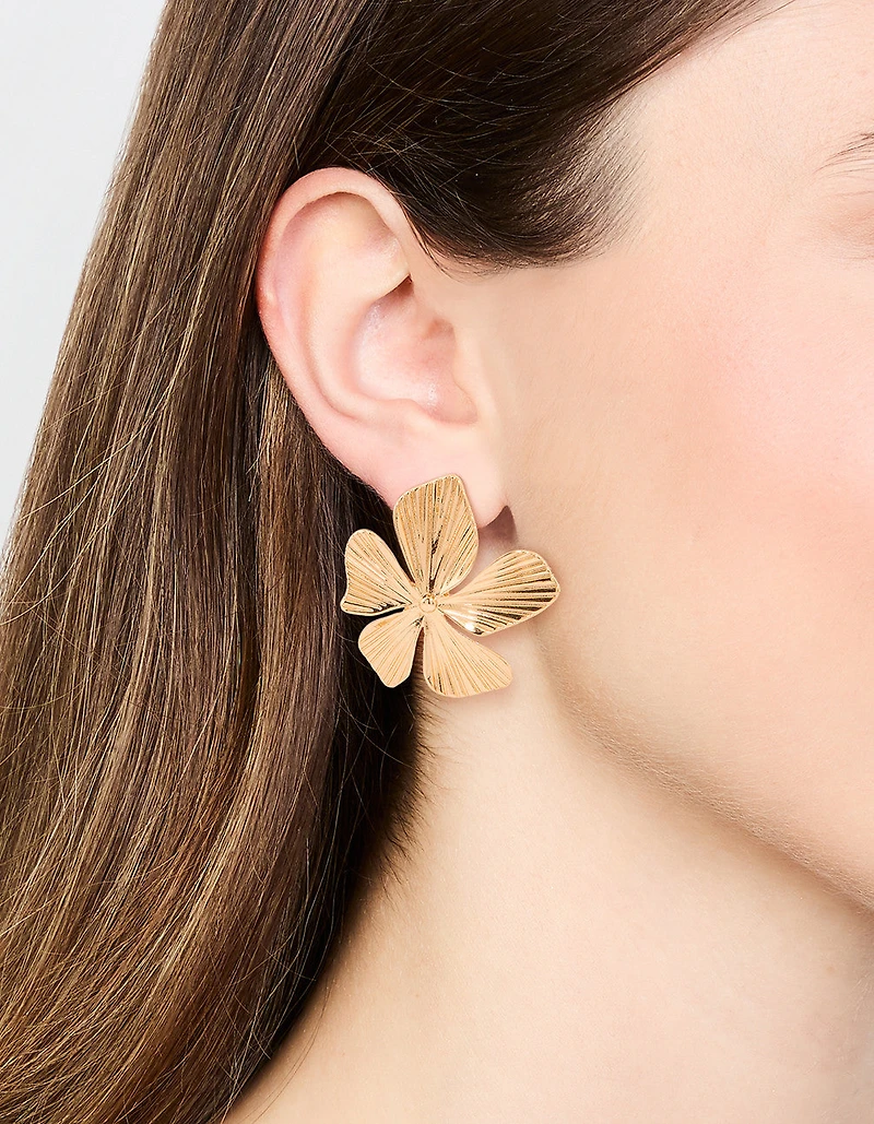 Gold Plated Textured Flower Studs