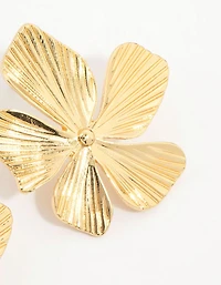 Gold Plated Textured Flower Studs
