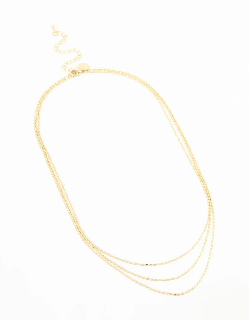 Collier mince à chaînes plaquées or