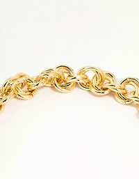 Gold Plated Double O Link Chain Necklace