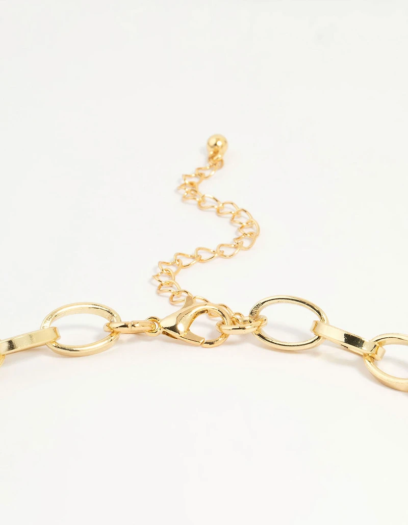 Gold Plated Station Knot & Chain Necklace