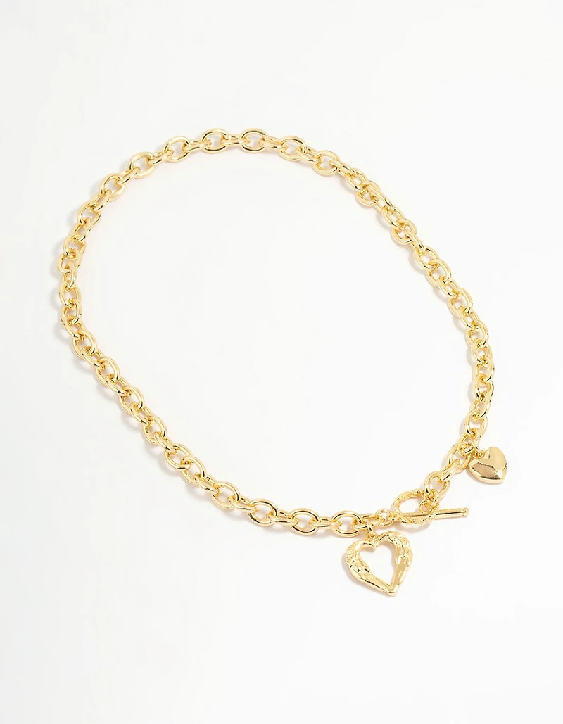 Collier T&O en forme de cœur plaqué or