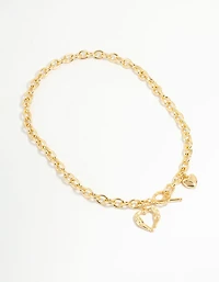 Collier T&O en forme de cœur plaqué or