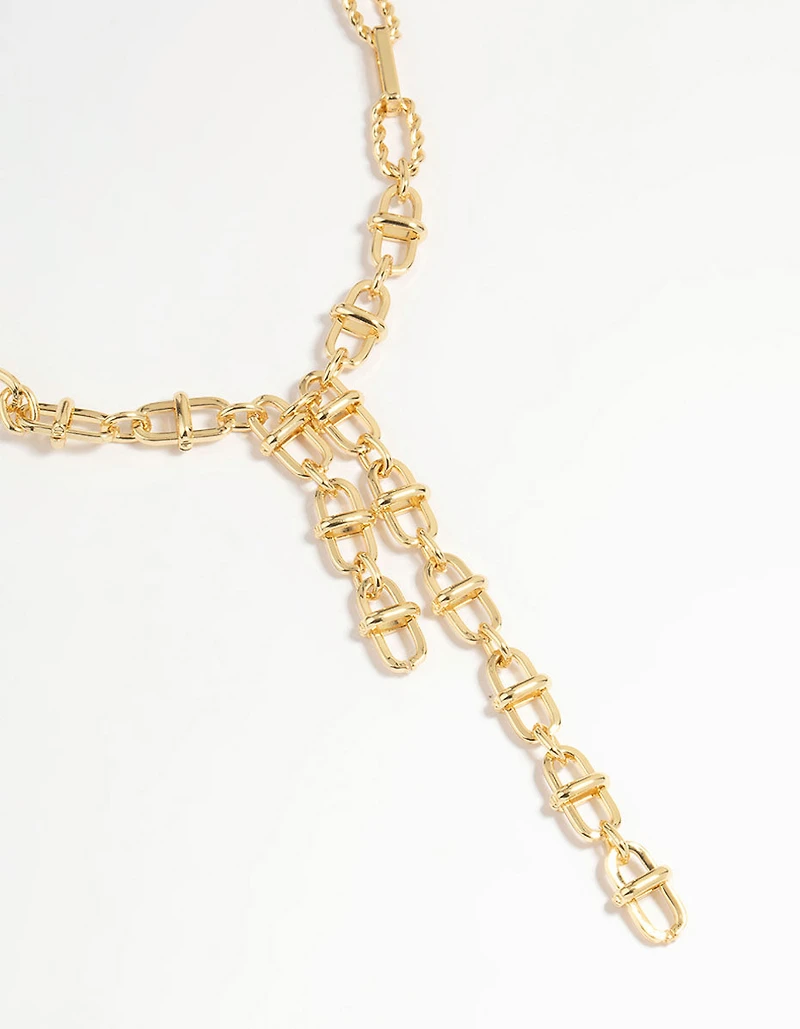 Collier en Y à maillons mixtes plaqué or