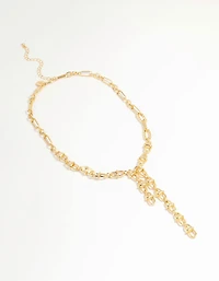 Collier en Y à maillons mixtes plaqué or